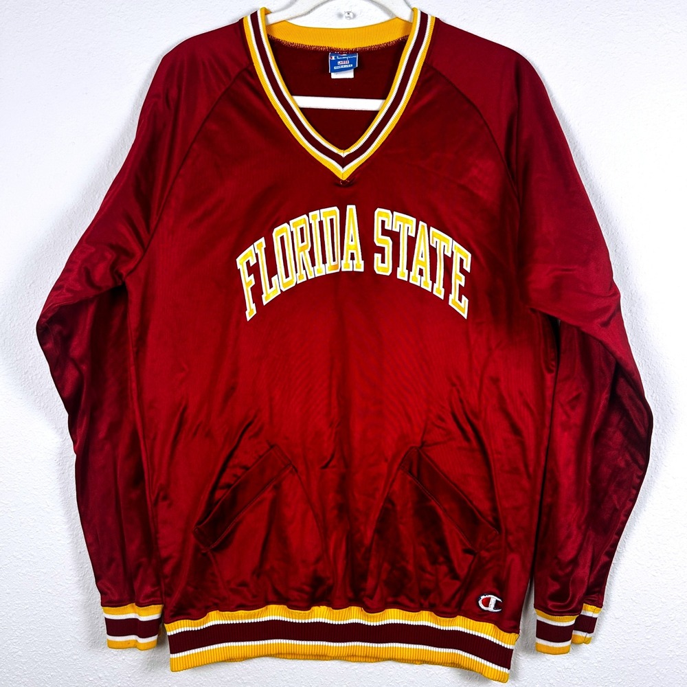 Vintage Champion Florida State Seminoles V Neck Pullover‎ Sweatshirt Mens